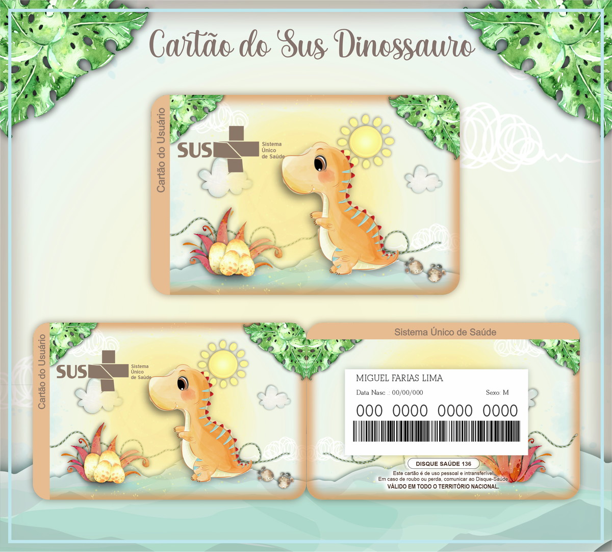 Cartão SUS Dinossauro