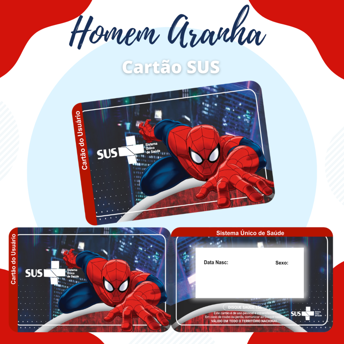 Cartão SUS Homem Aranha