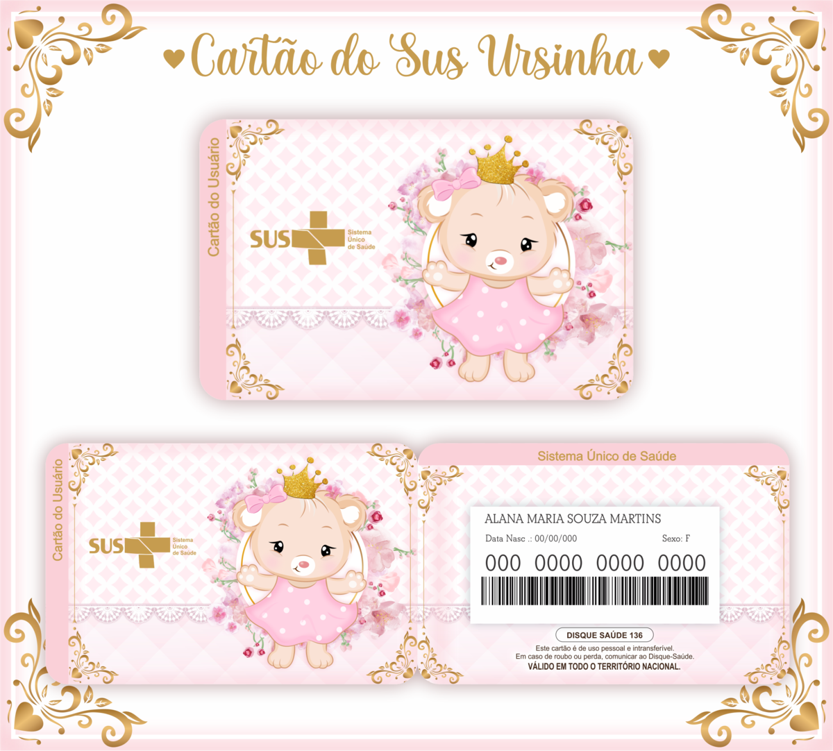 Cartão SUS Ursinha