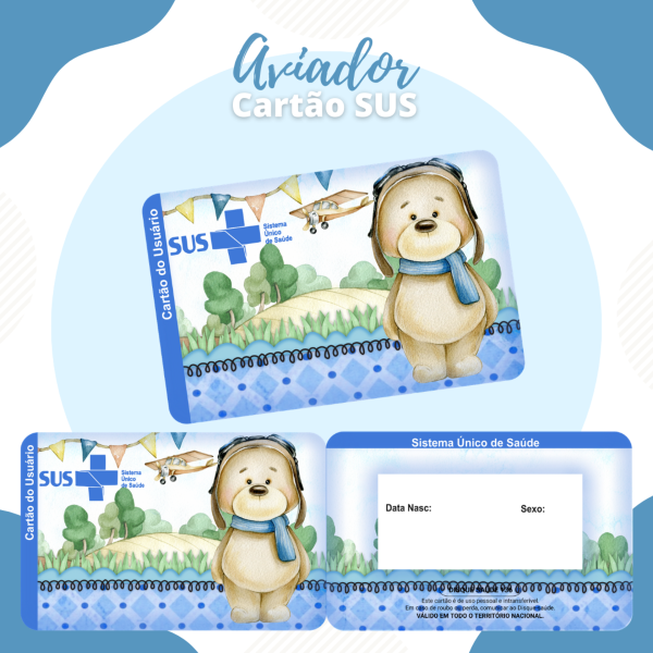 Cartão SUS Ursinho Aviador