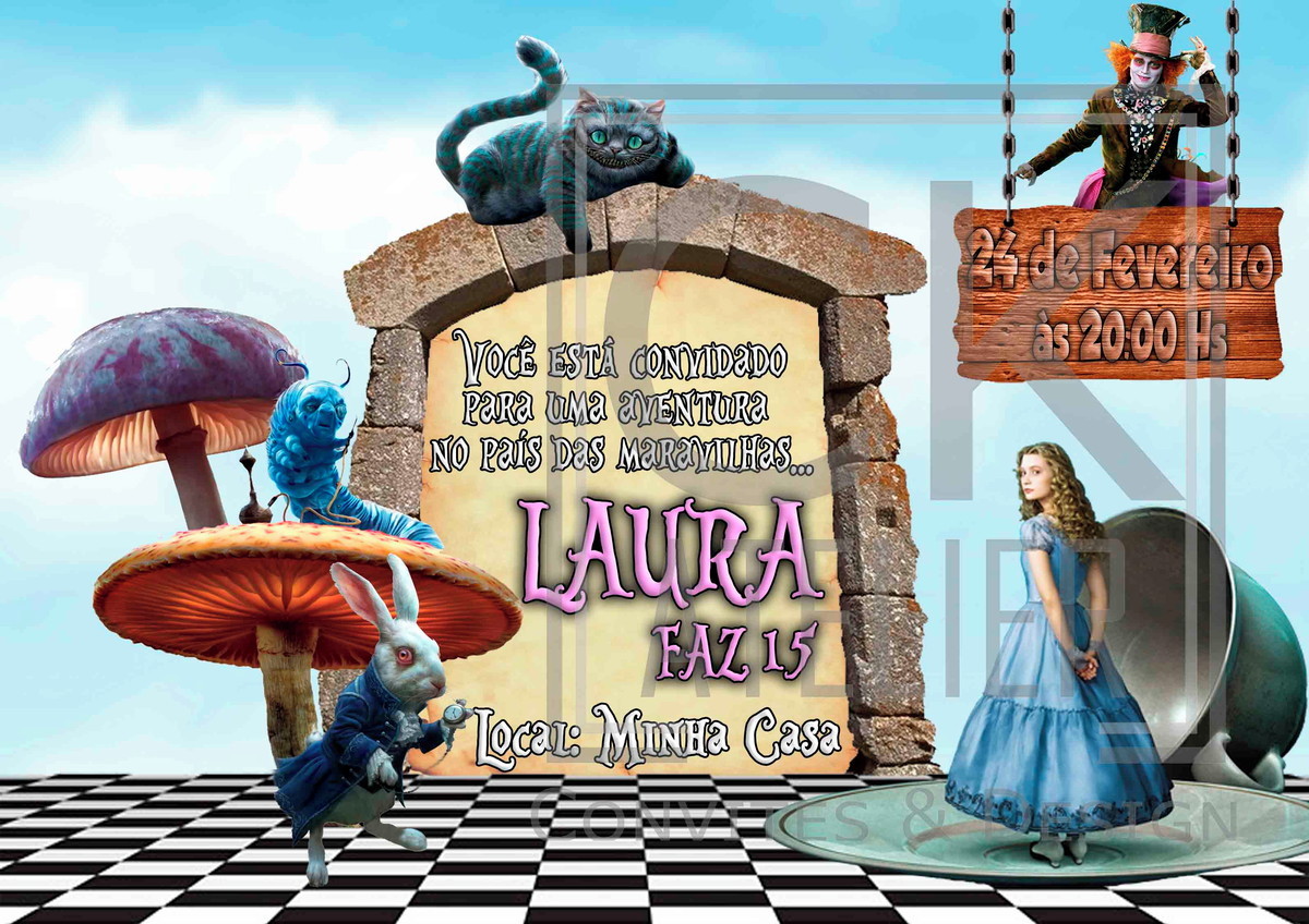 Convite Alice No País Das Maravilhas