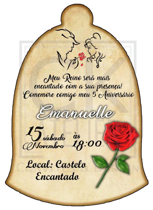 Convite Bela e a fera