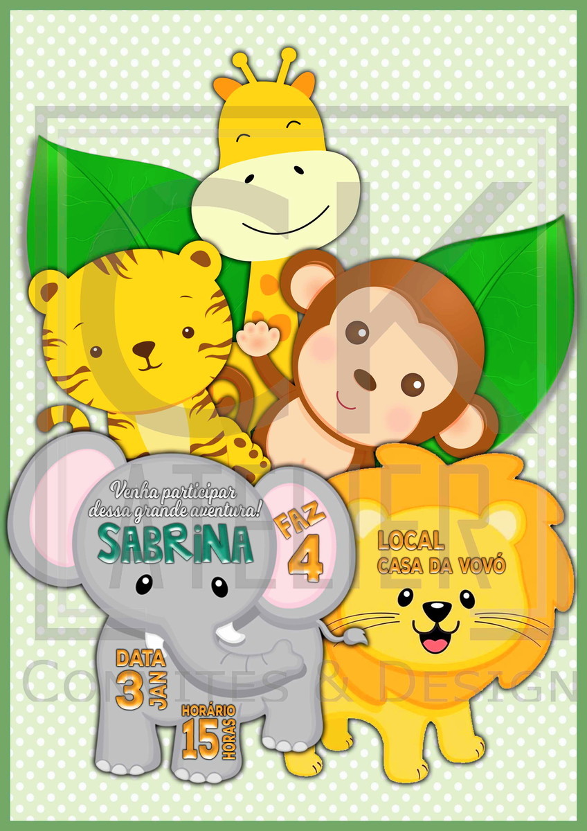 Convite Digital Chá de Bebê Animais Cute