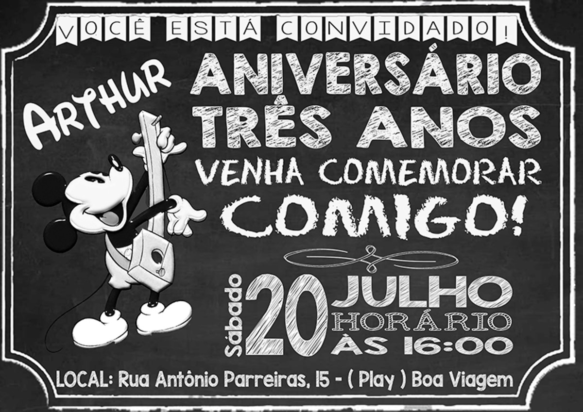 Convite Mickey Retro