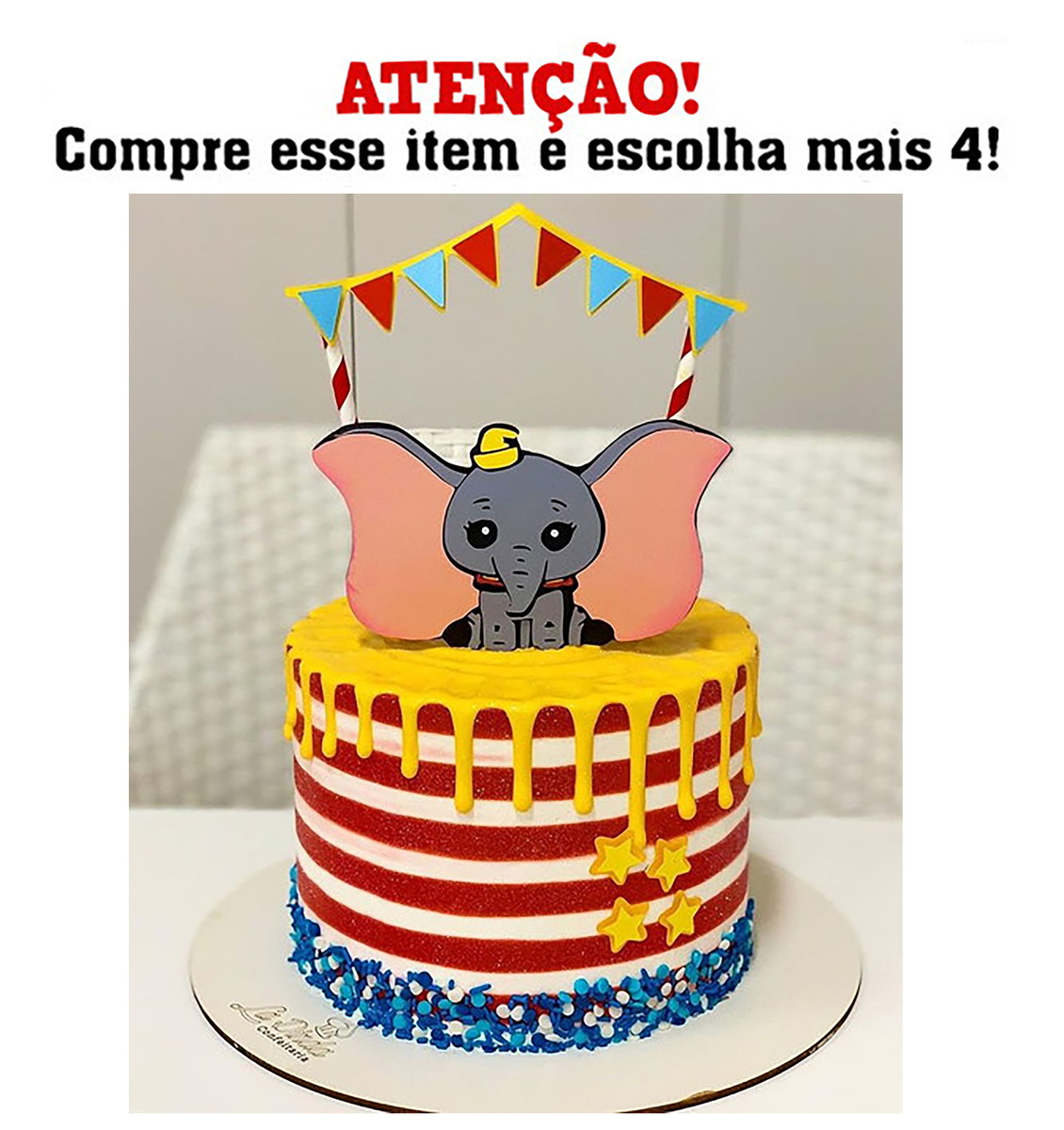 Kit c/ 5: Arquivo Corte Topo de bolo Dumbo (camadas)