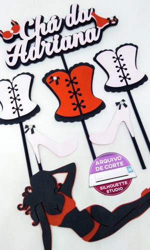KIT C/ 5 ARQUIVO DE CORTE: TOPO DE BOLO CHÁ DE LINGERIE 002