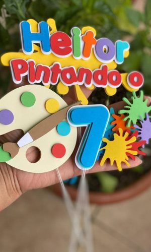 KIT C/ 5 ARQUIVO DE CORTE: TOPO DE BOLO PINTANDO O 7 001