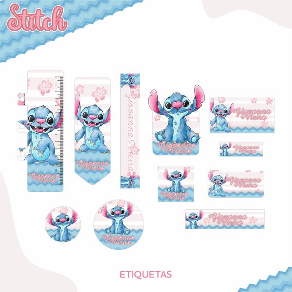 Kit c/ 5 Arquivos de corte: 09 - ETIQUETAS ESCOLARES STITCH - Imagem 4