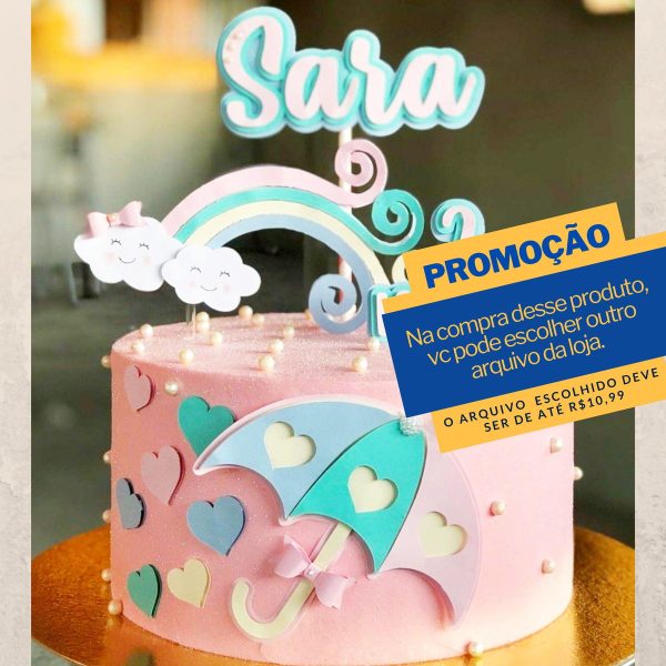 Studio/pdf Arquivo de Corte Topo de Bolo Chuva de Amor -007