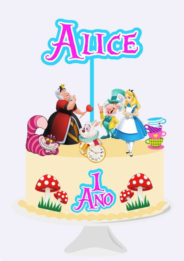 Topo de Bolo Alice no País das Maravilhas