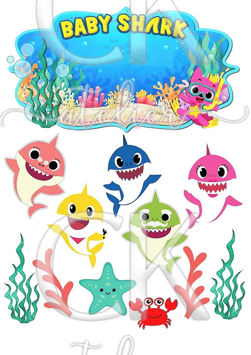 Topo de Bolo Baby Shark