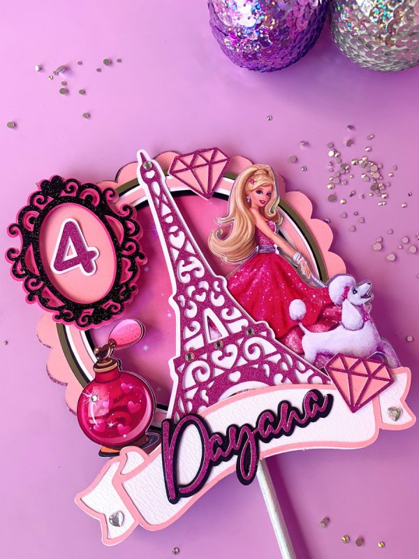 Topo de Bolo Barbie Paris