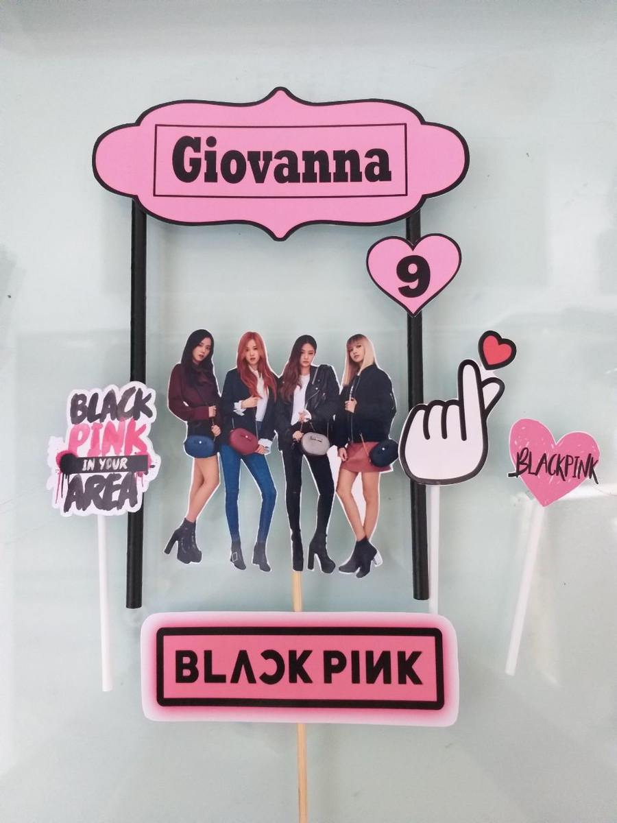 Topo de Bolo Black Pink