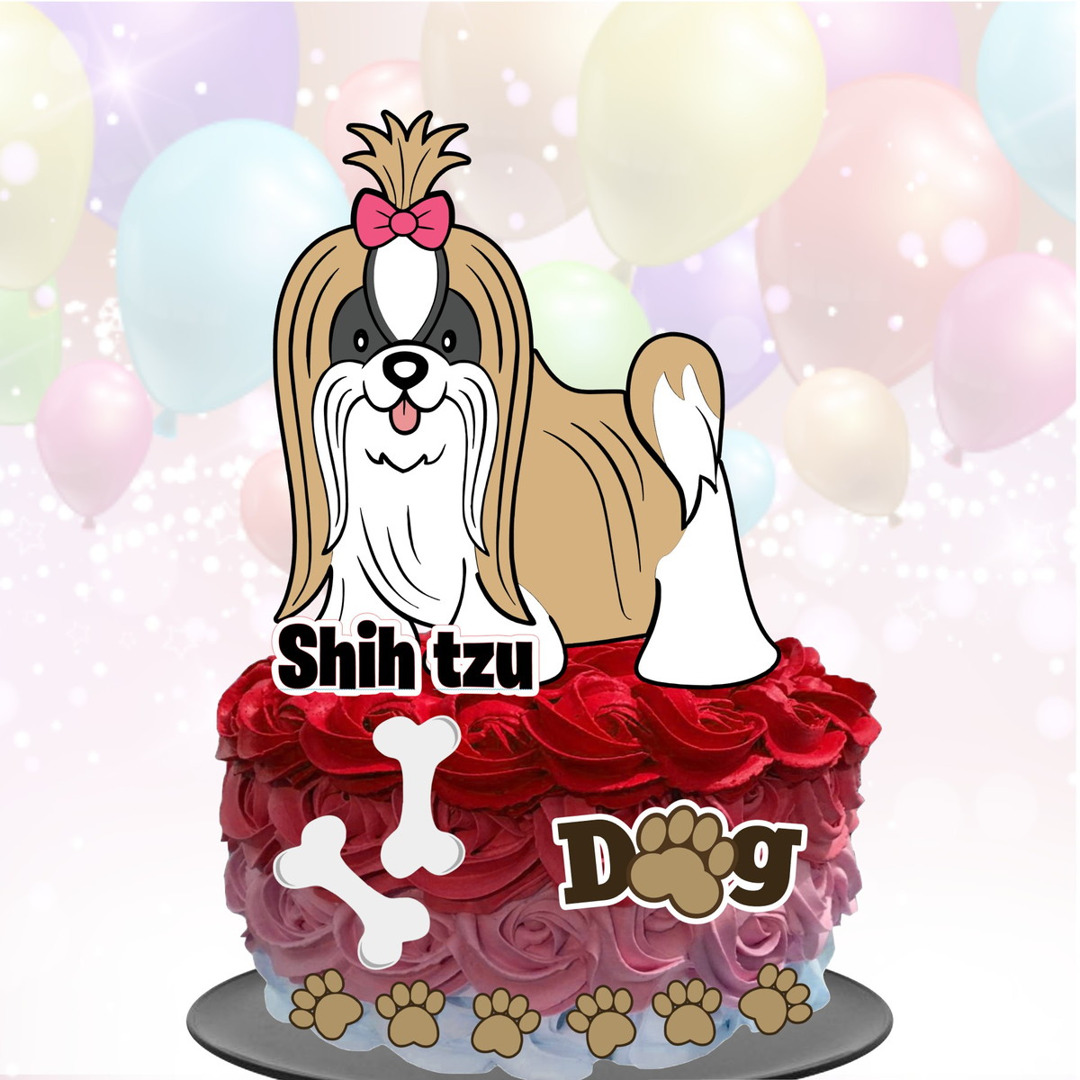 Topo de Bolo Cachorrinho (Shihtzu)