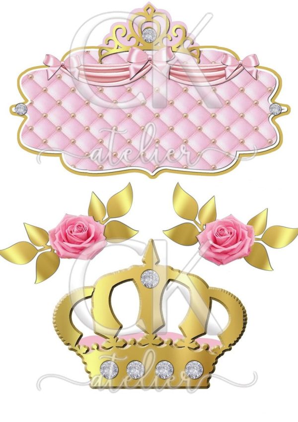 Topo de Bolo Coroa Princesa