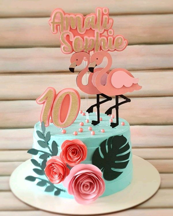 Topo de Bolo Flamingo