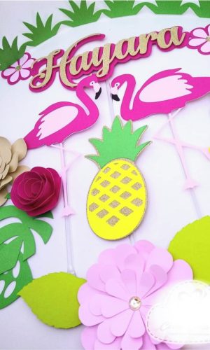 Topo de Bolo Flamingo
