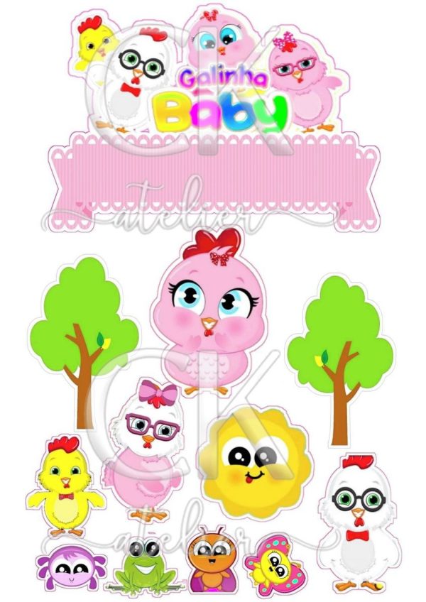 Topo de Bolo Galinha Pintadinha Baby