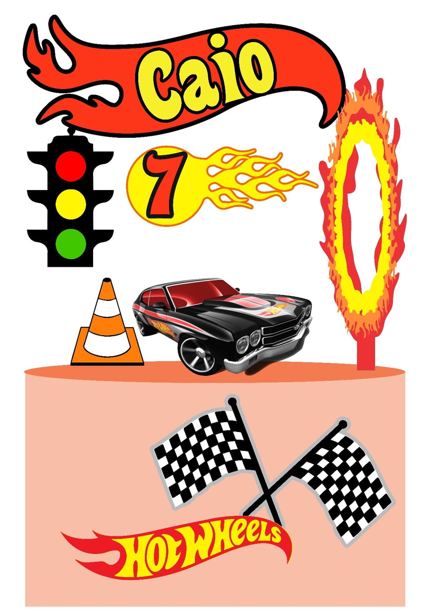 Topo de Bolo Hotwheels
