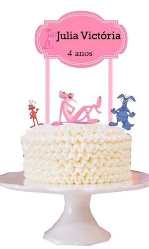 Topo de Bolo Pantera Cor de Rosa