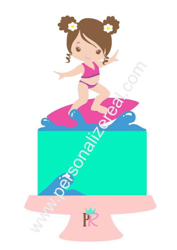Topo de Bolo Surf Menina
