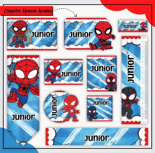 Arquivo de Corte - Etiqueta Escolar (homem Aranha) F