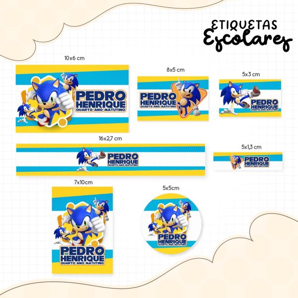 Arquivo de Corte - Etiqueta Escolar (Sonic) A
