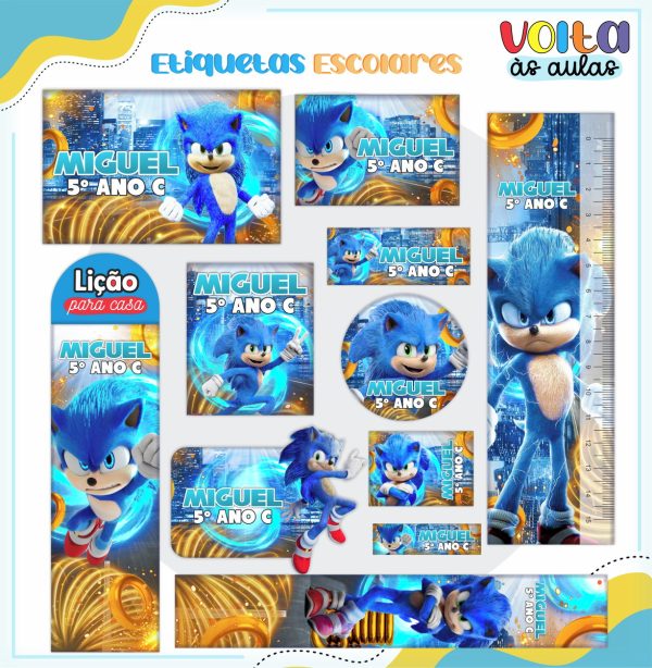 Arquivo de Corte - Etiqueta Escolar (sonic) D